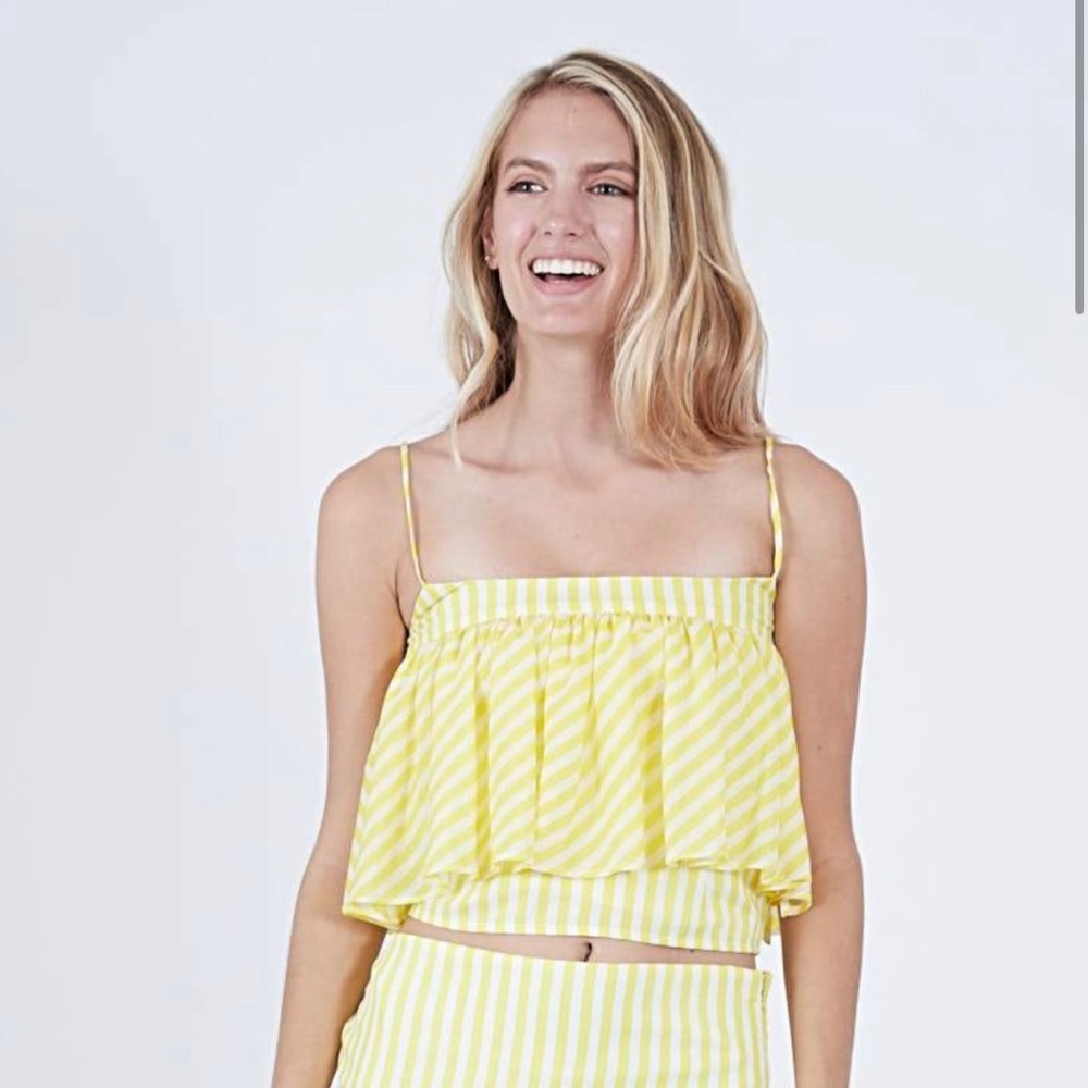 Koch yellow and white striped skirt and top set size xs
